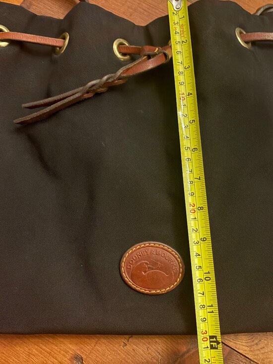 DOONEY & BOURKE BLACK NYLON, LEATHER DRAWSTRING TOP BAG, PURSE, LIKE NEW - Picture 6 of 13